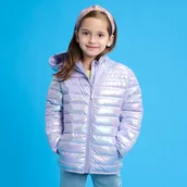 Kurtki i płaszcze dla dziewczynek - Cool Club, Kurtka dziewczęca z kapturem, fioletowa holo - miniaturka - grafika 1