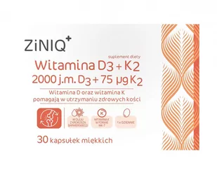 ZINIQ Witamina D3 2000 j.m. + K2 75 µg, 30 kapsułek - Witaminy i minerały - miniaturka - grafika 1