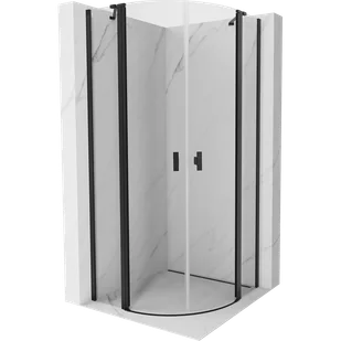 Mexen Mist kabina prysznicowa półokrągła uchylna 80 x 80 cm, transparent, czarna - 8A32-080-080-70-00 - Kabiny prysznicowe - miniaturka - grafika 1