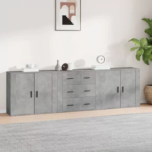 vidaXL Szafki, 3 szt., szarość betonu, materiał drewnopochodny - Szafki do salonu - miniaturka - grafika 1