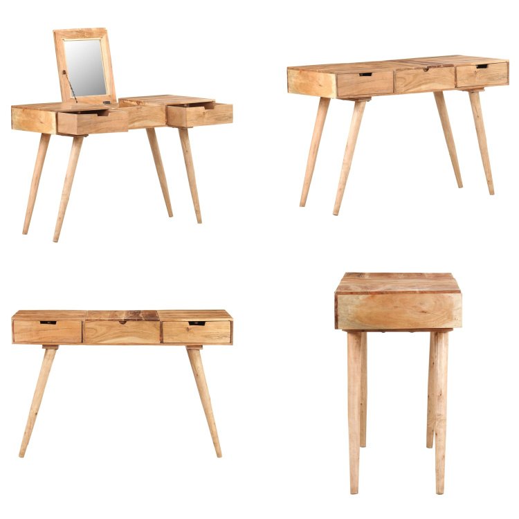 vidaXL Toaletka z lustrem 112x45x76 cm Lite drewno akacjowe - Toaletka - Toaletki - Drewniana toaletka - Drewniane toaletki
