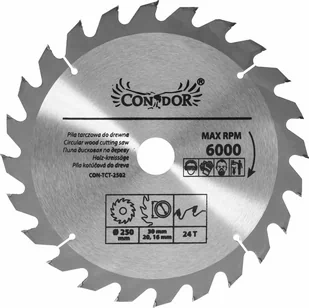 Condor Piła tarczowa do drewna 250 mm x 24 T - Tarcze do pił - miniaturka - grafika 1