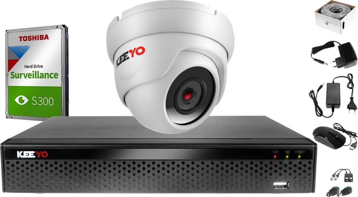 Keeyo H265+ Zestaw do monitoringu po skrętce 5MPx IR 25m 1TB