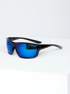 Okulary przeciwsłoneczne - Czarno-niebieskie okulary przeciwsłoneczne Denley PLS7 - grafika 1