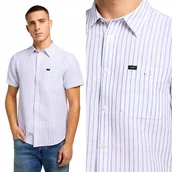 Koszule męskie - Lee SS LEESURE SHIRT Bright LNIANA KOSZULA W PASKI KRÓTKI RĘKAW REGULAR S - miniaturka - grafika 1