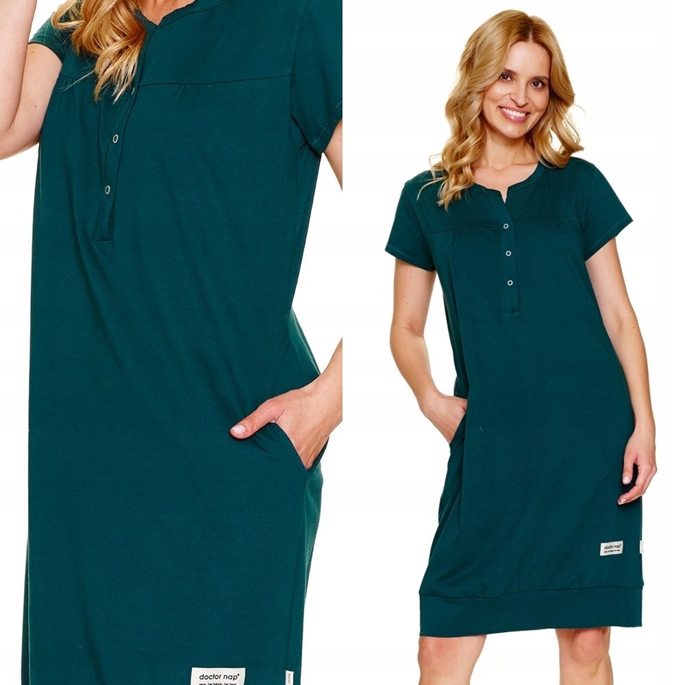 Damska koszula nocna Doctor Nap 4348 zielona XL / 42 Ciemny zielony