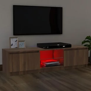 Lumarko Szafka pod TV z LED, brązowy dąb, 120x30x35,5 cm - Szafki RTV - miniaturka - grafika 4