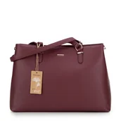 Torebki damskie - Damska shopperka ze skóry ekologicznej dwukomorowa bordowa - miniaturka - grafika 1