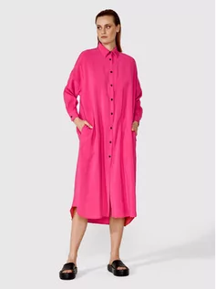 Sukienki - Simple Sukienka koszulowa SUD068 Różowy Relaxed Fit - grafika 1