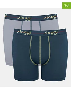 Sloggi Bokserki (2 pary) w kolorze szarym i morskim - Majtki męskie - miniaturka - grafika 1