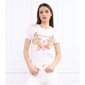 Koszulki i topy damskie - GUESS T-shirt TRIANGLE FLOWERS | Regular Fit - miniaturka - grafika 1