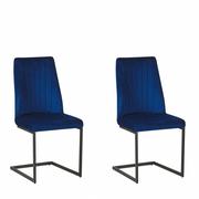 Krzesła - Beliani Zestaw 2 krzeseł do jadalni welurowy niebieski LAVONIA - miniaturka - grafika 1