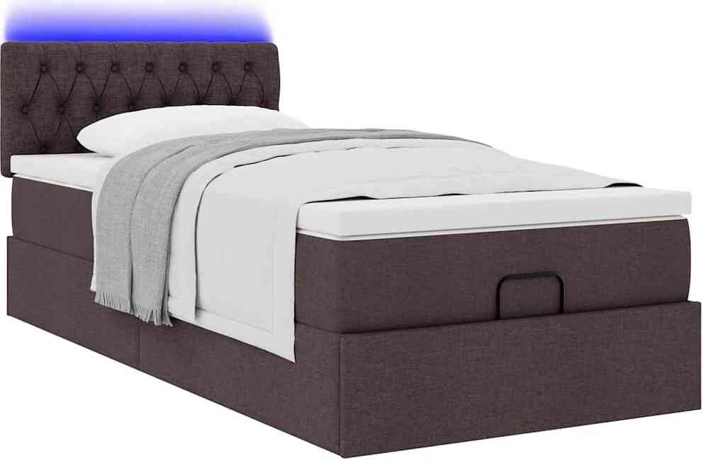 vidaXL Łóżko otomana z materacem ciemnobrązowe 100x200 cm tkanina