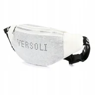 Nerki - Nerka Saszetka Damska TOREBKA DUŻA Pojemna z Paskiem Kryształki Biała - miniaturka - grafika 1