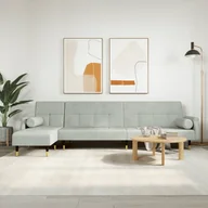 Narożniki - Sofa rozkładana L, jasnoszara, 271x140x70 cm, aksamit Lumarko! - miniaturka - grafika 1