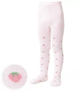 Rajstopy dziecięce - Rajstopki dla dziewczynki w truskawki art. 071 364 melanż jasno różowe - grafika 1