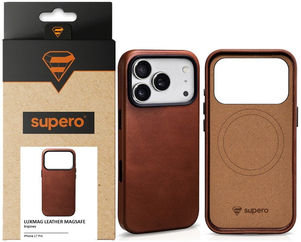 Etui Supero Luxmag Leather MagSafe do iPhone 17 Pro Max, brązowe