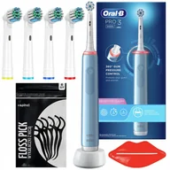 Końcówki do szczoteczek elektrycznych - Szczoteczka Oral-B Pro 3 3000 Sensitive Clean Niebieska + 4 końcówki precision - miniaturka - grafika 1