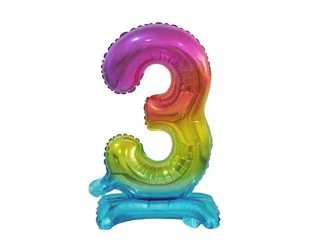 Godan Balon foliowy stojący cyfra 3 tęczowa - 38 cm BC-ATT3 - Balony i akcesoria - miniaturka - grafika 1