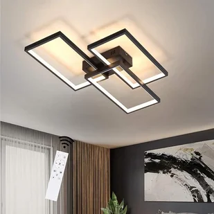 ZMH LED lampa sufitowa czarna ściemnialna z pilotem metalowy nowoczesny design 64W do salonu sypialni kuchni - Lampy sufitowe - miniaturka - grafika 1