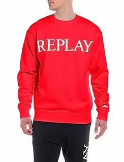 Bluzy męskie - Replay Bluza męska, Ruby Red 656, XXL - grafika 1