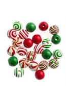 Prace ręczne dla dzieci - Koraliki drewniane świąteczne 1,6cm 24szt MIX - miniaturka - grafika 1