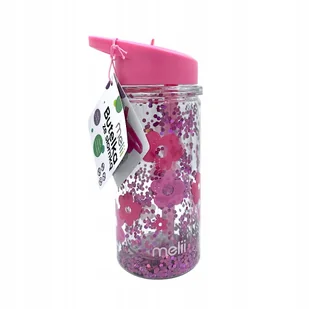 Melii KWIATKI Butelka ze Słomką 300ml Różowa - Kubki dla dzieci - miniaturka - grafika 1