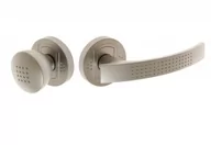 Klamki - Gałka-klamka nieobrotowa ARGUS z szyldem okrągłym nikiel matowy lewa T-641-112 L G5 - miniaturka - grafika 1