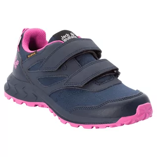 Buty dla chłopców - Jack Wolfskin Buty dziecięce WOODLAND TEXAPORE LOW VC K Blue / Pink - grafika 1