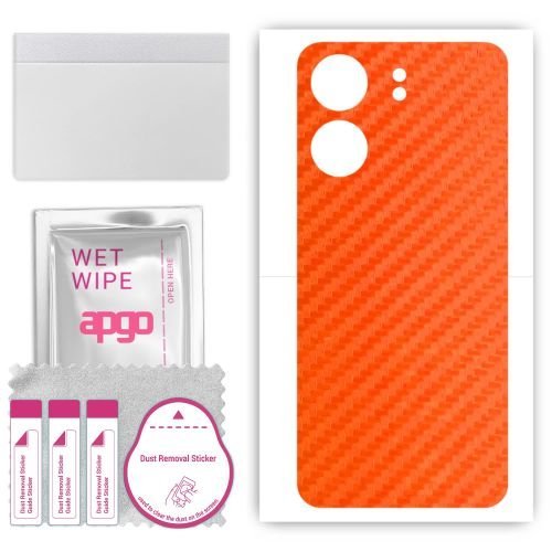 folia naklejka skórka strukturalna na TYŁ do Xiaomi Redmi Redmi 13C - Carbon Pomarańczowy - apgo SKINS