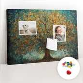 Tablice i flipcharty - Szkolna Tablica korkowa 60x40 cm, Kolorowe Pinezki, wzór Drzewo mozaikowe - miniaturka - grafika 1