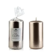 Świece - Świeca parafinowa 7 x 14 cm metalik beżowy - miniaturka - grafika 1