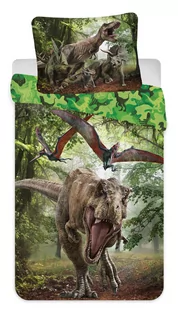 Dziecięca pościel bawełniana Jurassic world green micro, 140 x 200 cm, 70 x 90 cm - Pościel dla dzieci - miniaturka - grafika 1