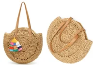 Torebki damskie - Torebka na RAMIĘ do RĘKI A4 PLECIONA BOHO KOSZYK PLAŻOWA NA PLAŻĘ + BRELOK - miniaturka - grafika 1