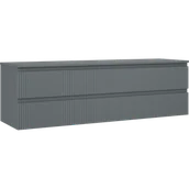 Szafki łazienkowe - Mexen Rivel szafka łazienkowa podumywalkowa 160 cm z blatem, 2 szuflady, ryflowana , grafit mat - 91A20-16047-2-BFFC66 - miniaturka - grafika 1