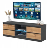 Szafki RTV - Szafka Rtv 138cm Stolik pod Tv Komoda stojąca 4 szuflady Antracyt/dąb Wotan - miniaturka - grafika 1