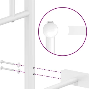 Metalowa rama łóżka z wezgłowiem i zanóżkiem, biała, 80x200 cm Lumarko! - Łóżka - miniaturka - grafika 10