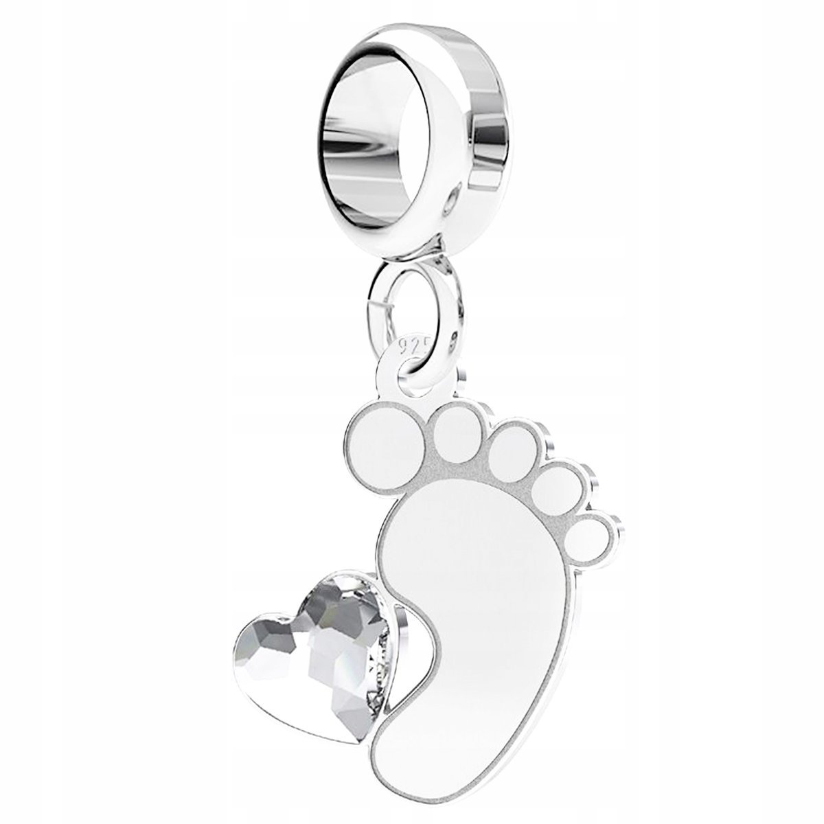 Charms Srebrny Stópka Swarovski z Stópką Kryształem Dziecko SREBRO 925