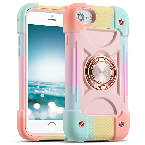 MARKILL Kompatybilne z iPhone Se3/iPhone Se2, iPhone 6/6S etui, iPhone7/iPhone8 11.8 cm ze stojakiem pierścieniowym, wytrzymałe, klasy wojskowej, odporne na wstrząsy etui na telefon dla dzieci i
