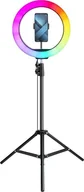 Inne akcesoria studyjne - Lampa pierścieniowa Techonic LED Ring Stream pierścieniowa FULL COLOR 12 cali z uchwytem na telefon + statyw - miniaturka - grafika 1