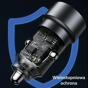 USAMS Ład. sam. C39 USB+USB-C 60W Fast Charge czarny/black CC208CC01 (US-CC208) - Ładowarki samochodowe - miniaturka - grafika 6