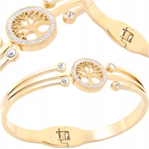 Bransoletka sztywna obręcz Złota Stal Chirurgiczna pozłacana 18K damska - Bransoletki - miniaturka - grafika 1