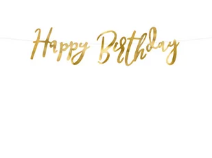 PartyDeco "Baner Happy Birthday, złoty, 16.5x62cm" GRL75-019M [15018672] - Dekoracje sali - miniaturka - grafika 1