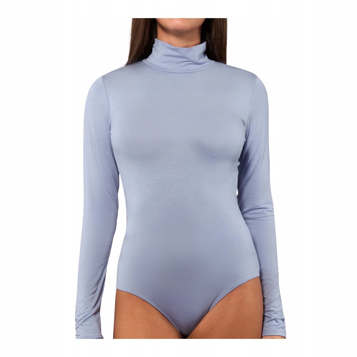 Body półgolf damski z długim rękawem modal niebieski gładkie Sielei S
