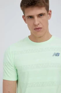 Koszulki męskie - New Balance t-shirt do biegania Q Speed kolor zielony gładki - grafika 1
