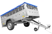 Przyczepy - Temared sp. z o.o. PRZYCZEPA GARDEN TRAILER 230 KIPP Z KOŁEM PODPOROWYM, BURTAMI SIATKOWYMI I PLANDEKĄ PŁASKĄ NIEBIESKĄ UT004519 - miniaturka - grafika 1