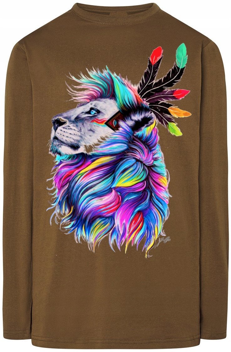 Lew Kolorowy Męski Modny Longsleeve Rozm.3XL