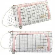 Piórnik Komorowy duży Saszetka Kosmetyczka 3W1 w kratę