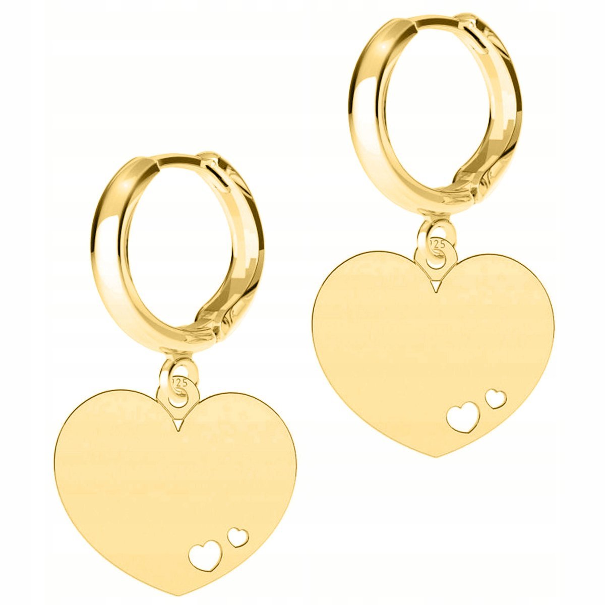 Złote Kolczyki Serca Serduszka Blaszka Heart Serduszko Love SREBRO 925