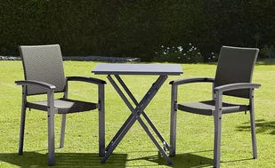 LIVARNO home Zestaw plecionych mebli ogrodowych Valencia (stolik składany + 2 krzesła sztaplowane), szary - Meble ogrodowe - miniaturka - grafika 1